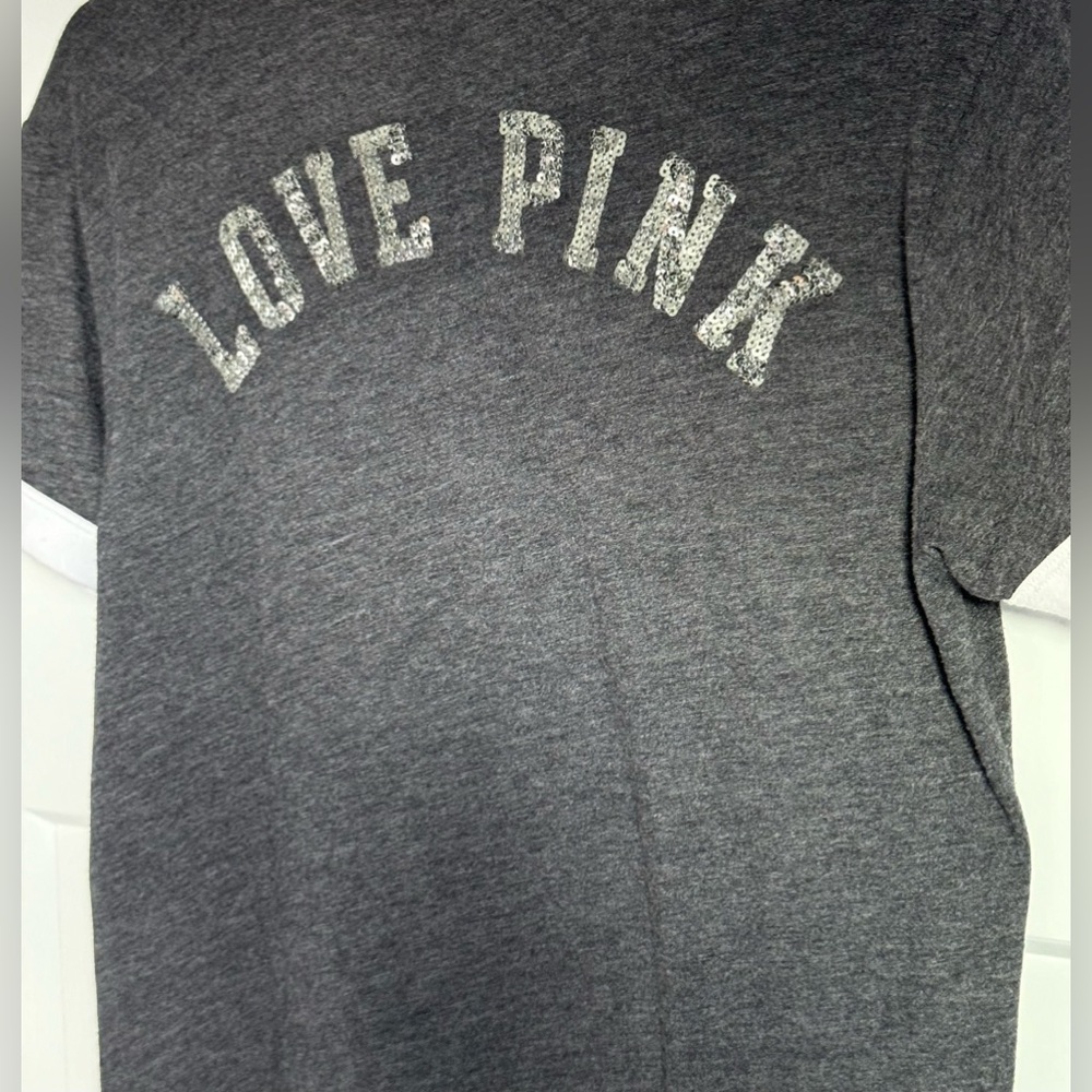 PINK-Victoria’s Secret Pocket Tee With Sequins Logo On Back